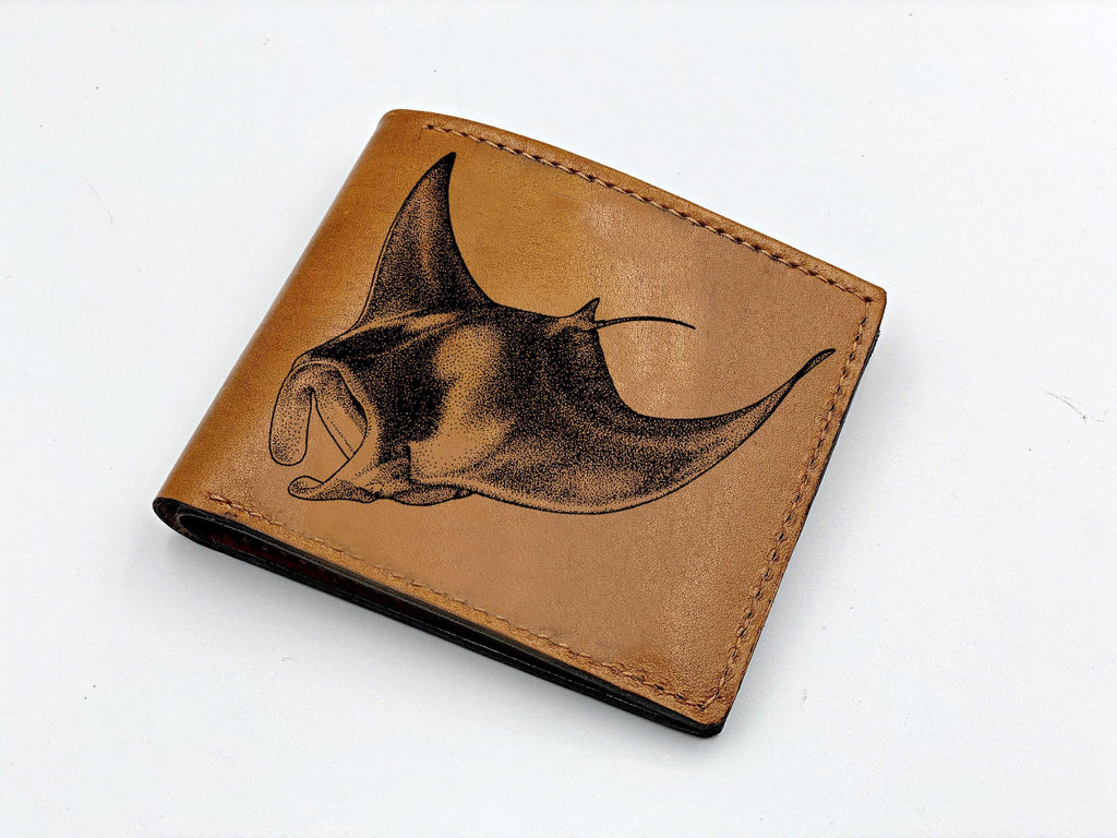 Whale Leather Wallet, Handmade RFID Blocking Wallet, Animal Art