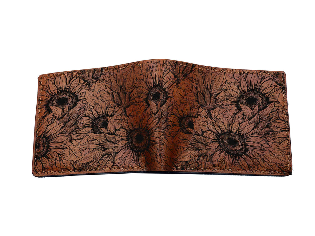 Custom Engraved Leather Men's Wallet: Forest Sky, RFID Blocking