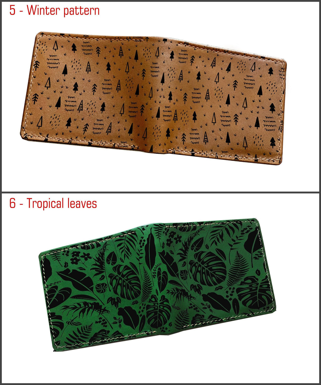 Custom Engraved Leather Men's Wallet: Forest Sky, RFID Blocking