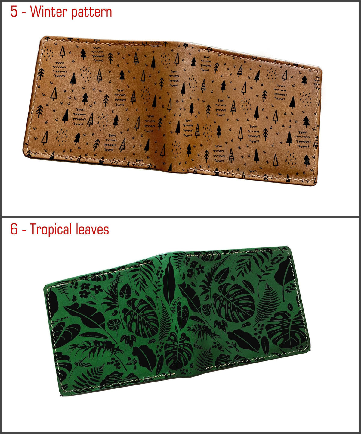Custom Engraved Leather Men's Wallet: Forest Sky, RFID Blocking