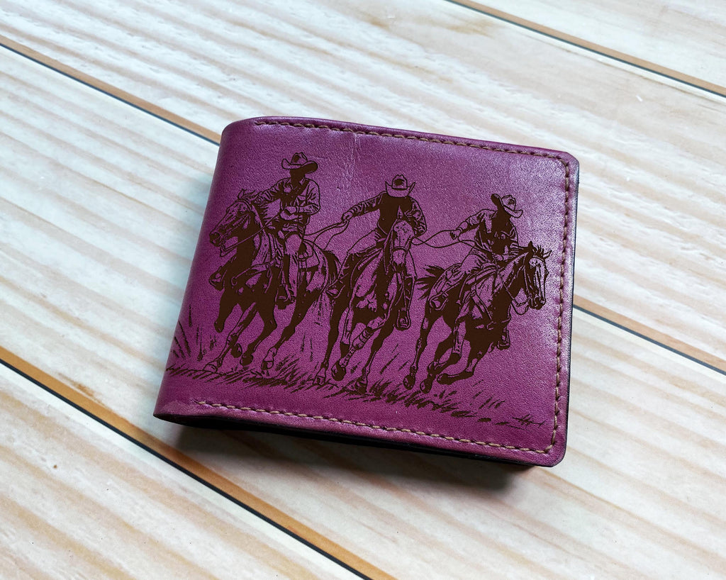Handmade Cowboy Leather Bifold Wallet, Wild West Style
