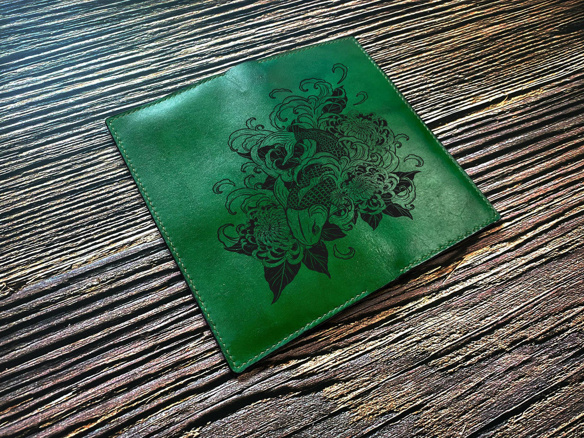 Handmade Leather Koi Fish Wallet, Japanese Style, Personalized Gift