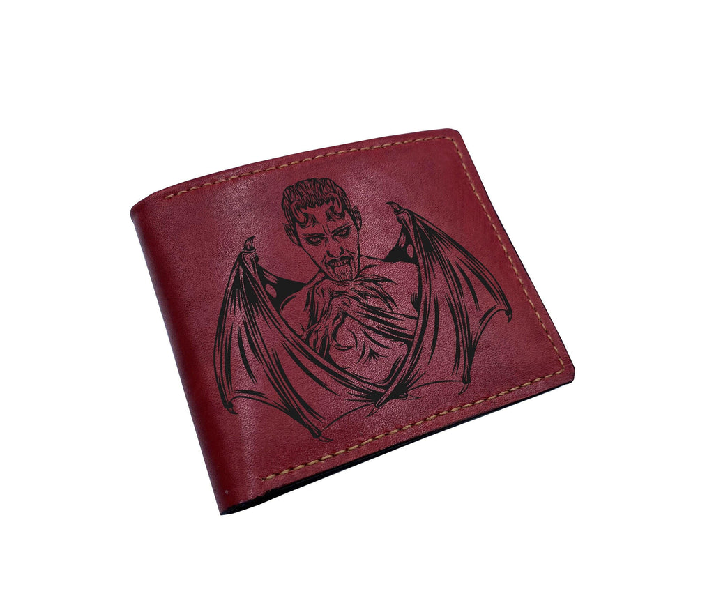 Handmade Leather Wallet: Horror Grim Reaper Art, Customized Gift