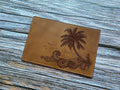 Engraved Leather Passport Wallet: Tropical Beach Theme, Custom Travel Gift