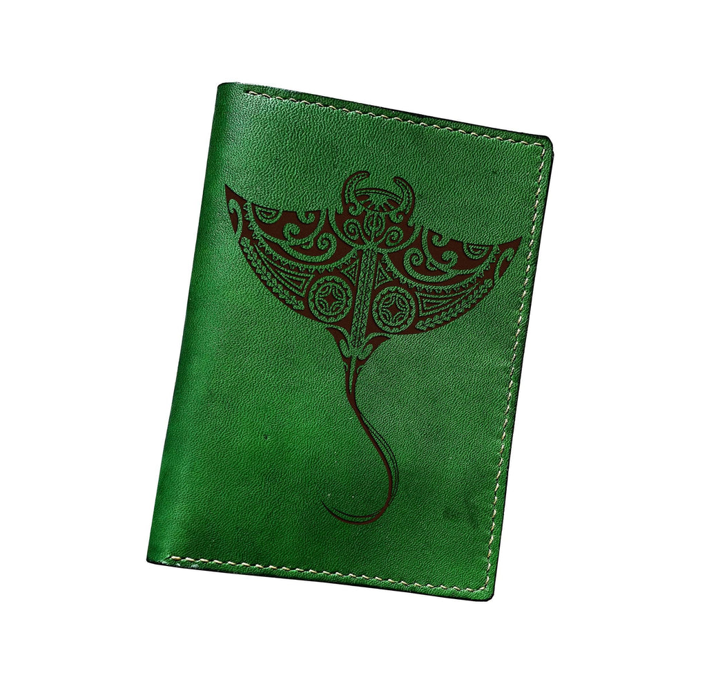 Stingray tattoo leather handmade wallet, personalized polynesian fish gift, ocean sea pattern wallet