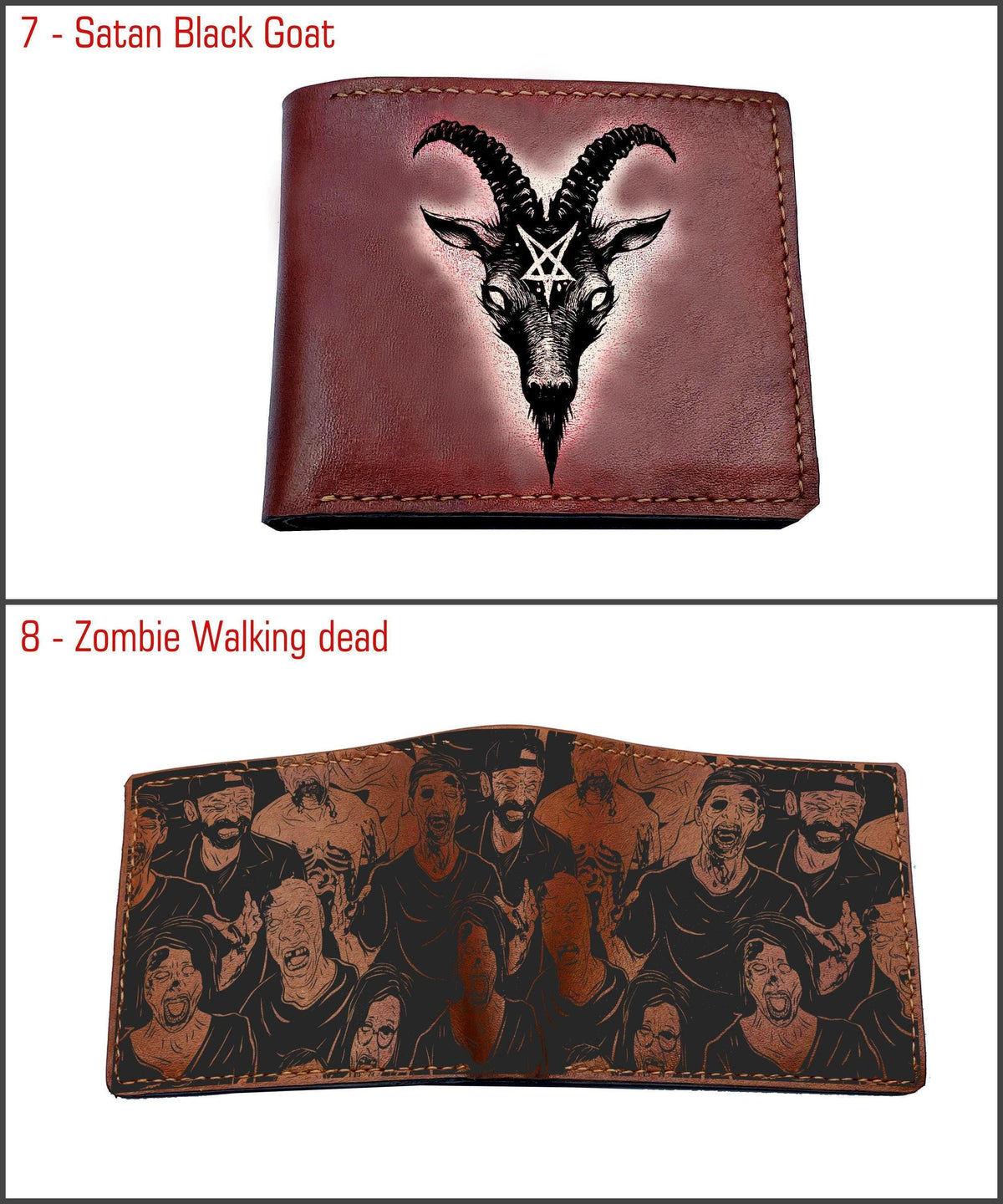 Custom Leather Wallet, Bloody Hand Print, Horror Halloween Gift