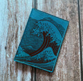 Hokusai Wave Leather Passport Wallet: Handmade Japanese Travel Gift
