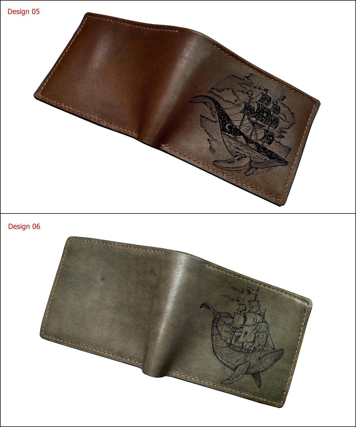 Handmade Leather Whale Wallet: Personalized Animal Art Gift