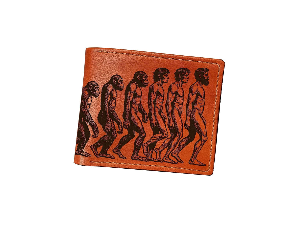 Human Evolution Leather Wallet: Personalized Science Gift