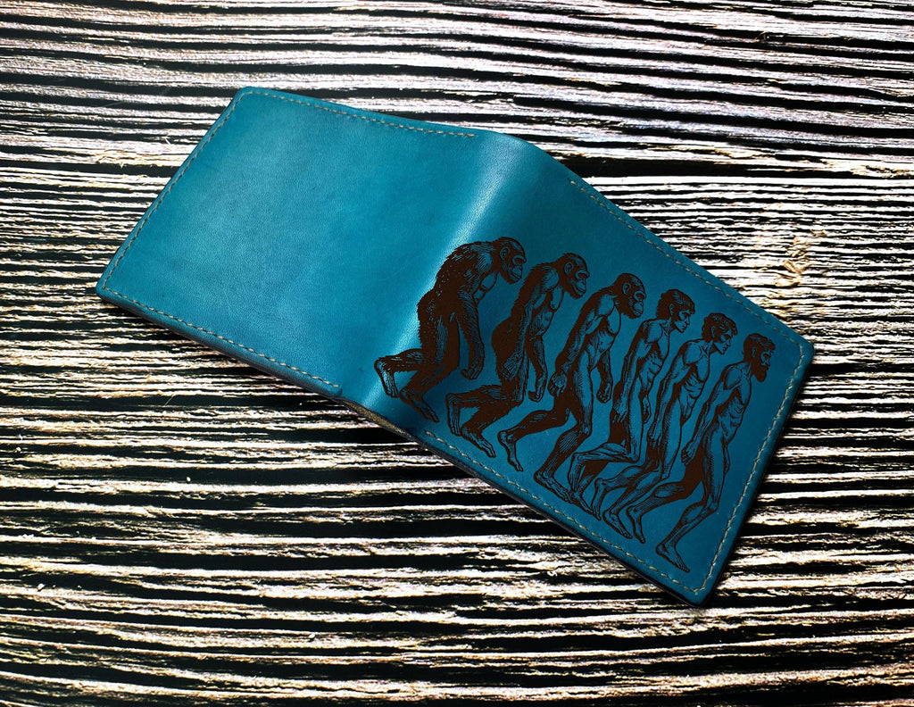 Human Evolution Leather Wallet: Personalized Science Gift