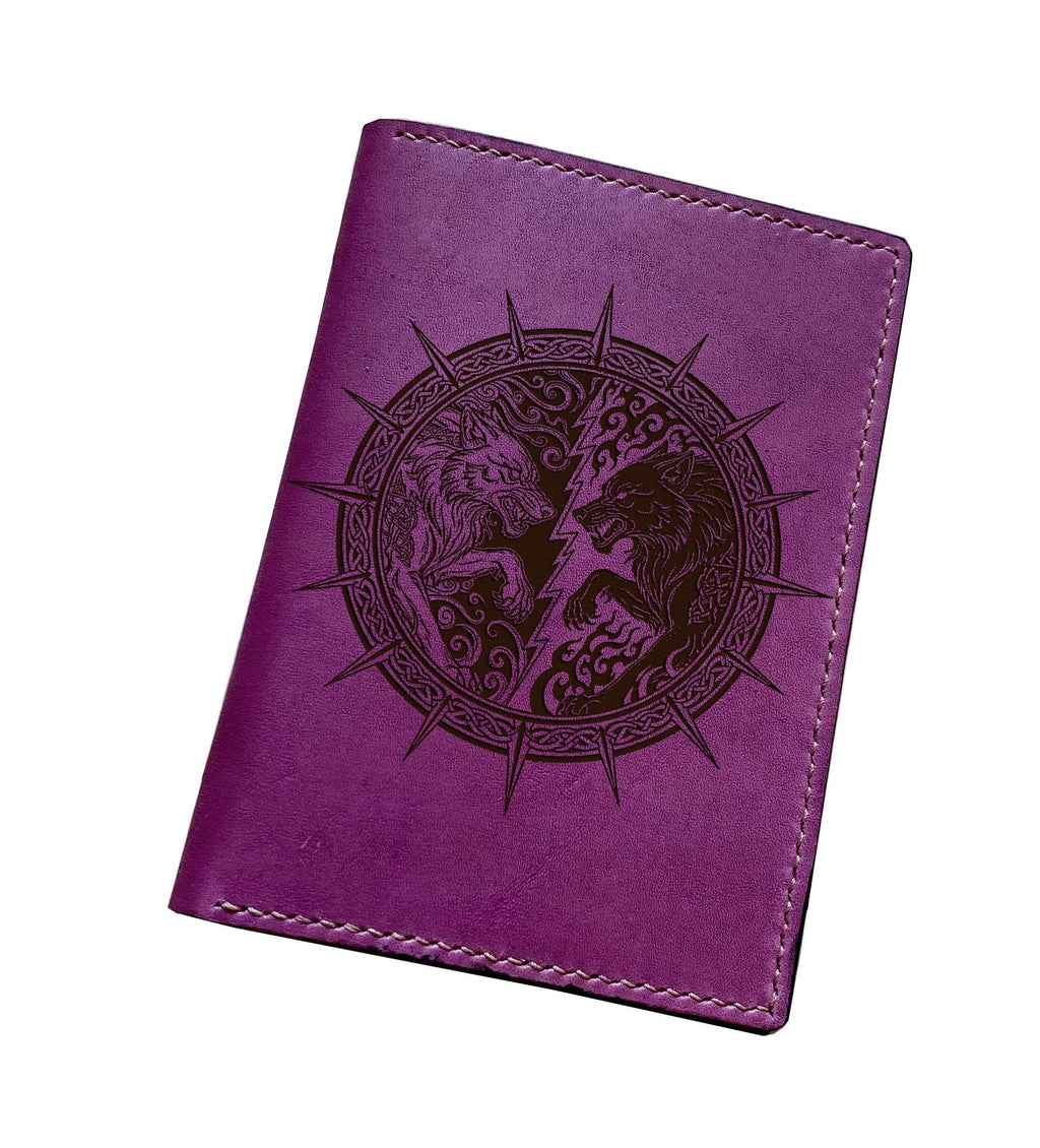 Celtic Wolf Leather Wallet, Norse Runes, Custom Engraved Gift