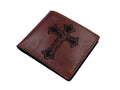 Custom Leather Wallet: Christian Cross Engraved, Handmade