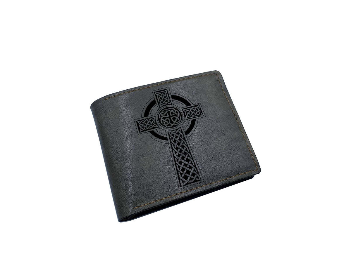 Custom Leather Wallet: Christian Cross Engraved, Handmade