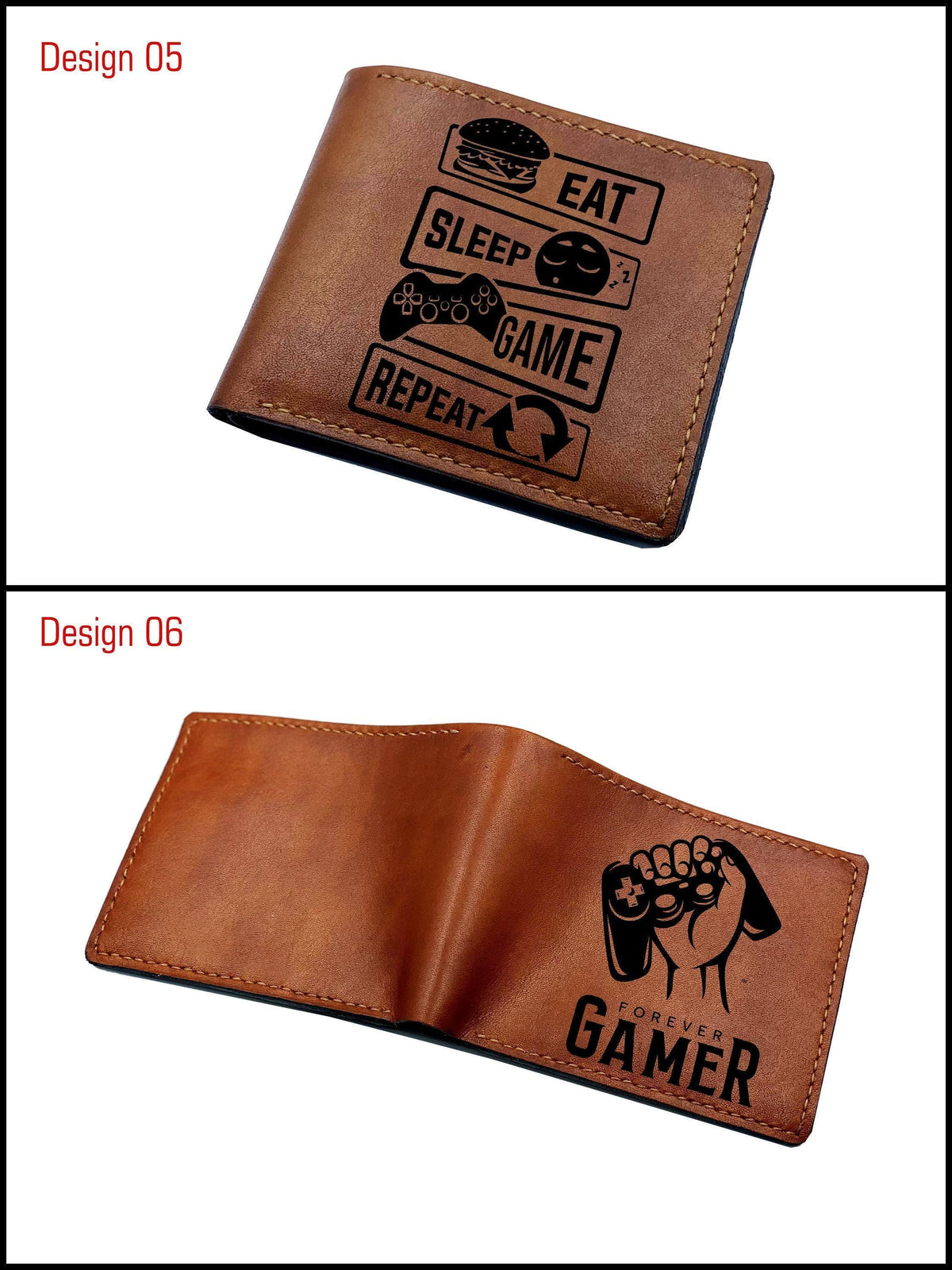 Personalized Leather Gamer Wallet: Engraved RFID Blocking Gift