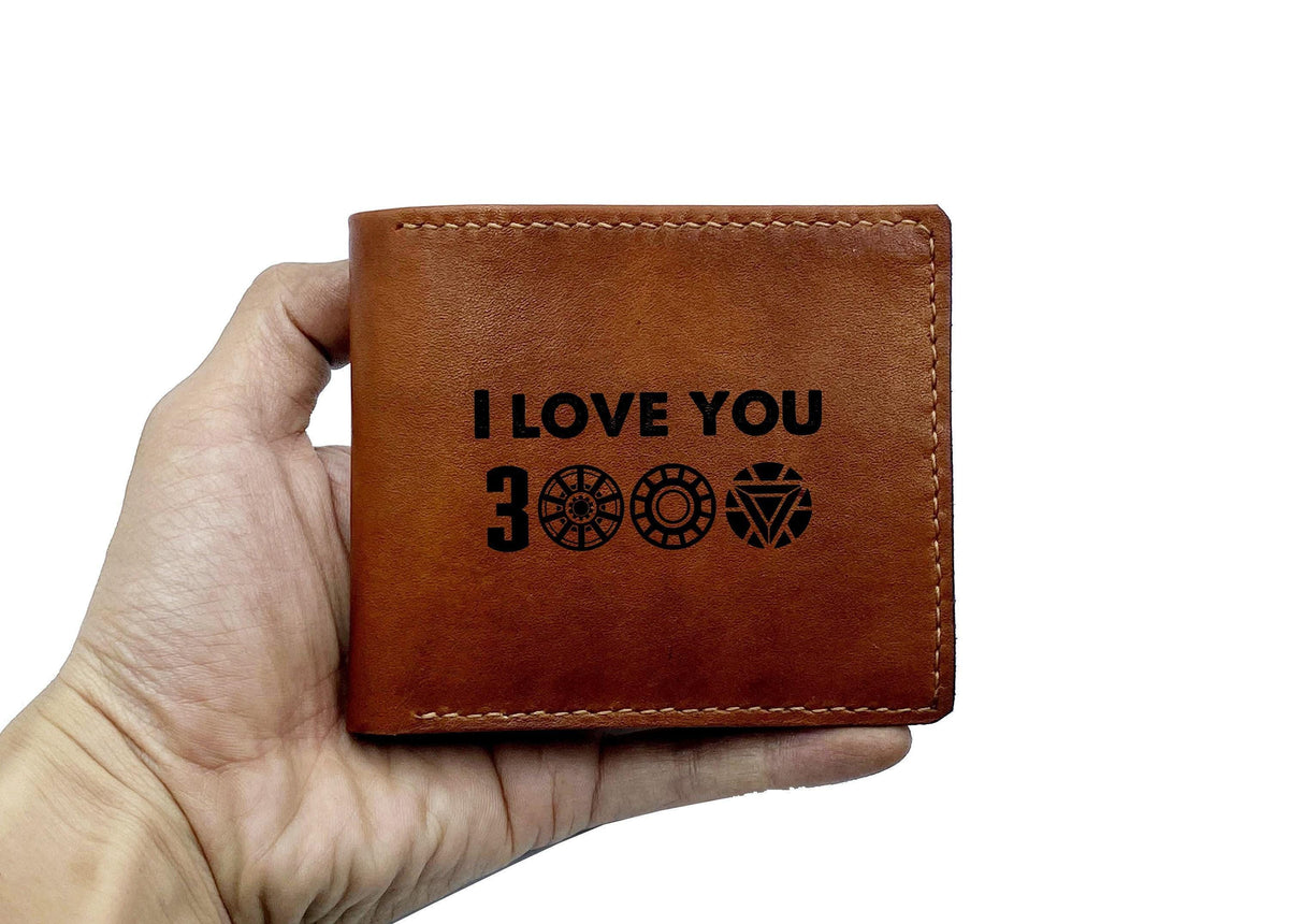 I Love You 3000 Leather Wallet, Personalized Anniversary Gift