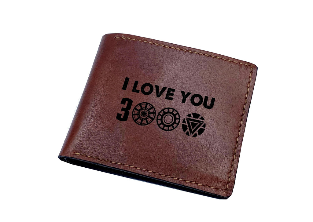 I Love You 3000 Leather Wallet, Personalized Anniversary Gift