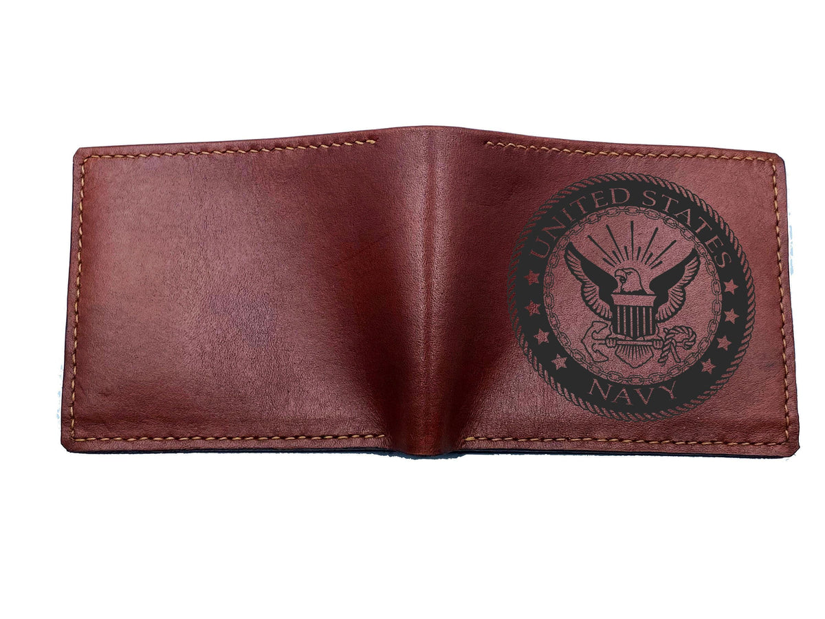 Personalized US Navy Leather Wallet: Handmade Military Gift
