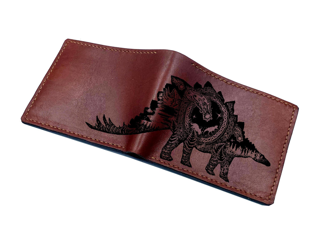 Personalized Leather Men's Wallet: Tattoo Style Engraved Animal Pattern