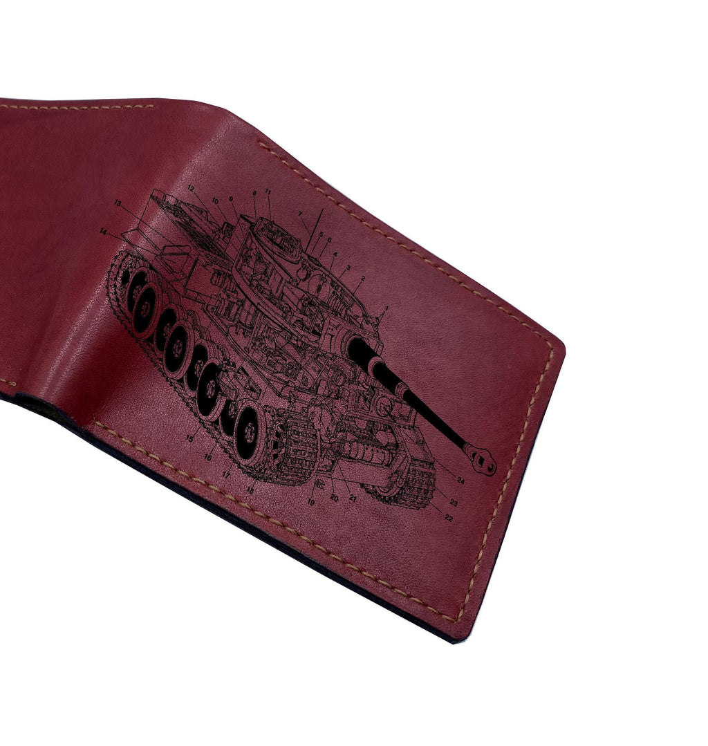 Handmade Leather Wallet: Blackbird Cutaway Art, Military Aircraft