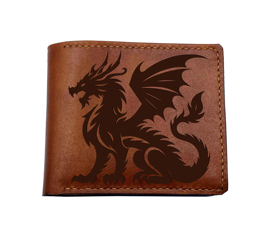 Custom dragon leather handmade wallet, mythology magical creatures gift ideas
