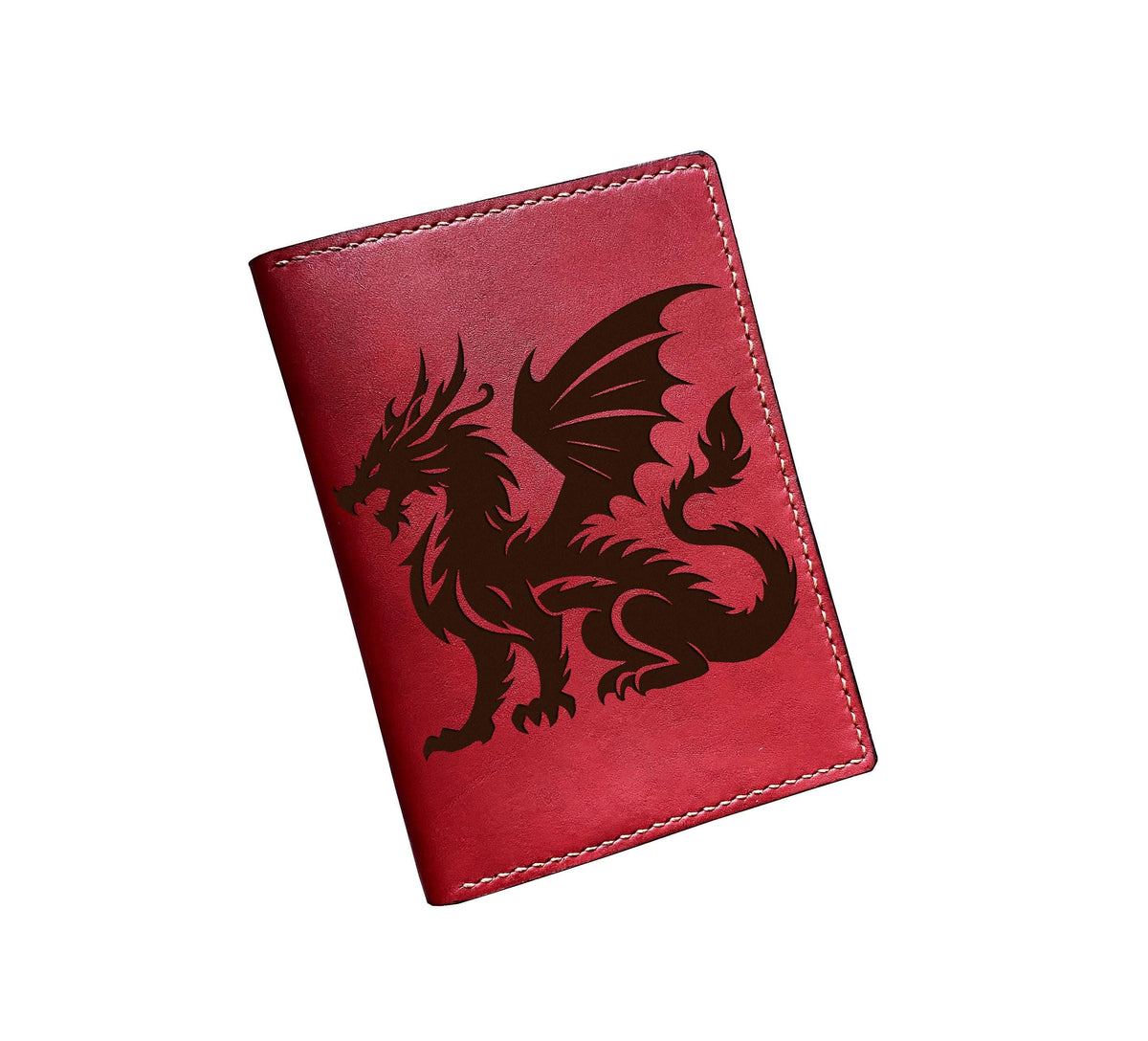 Custom dragon leather handmade wallet, mythology magical creatures gift ideas