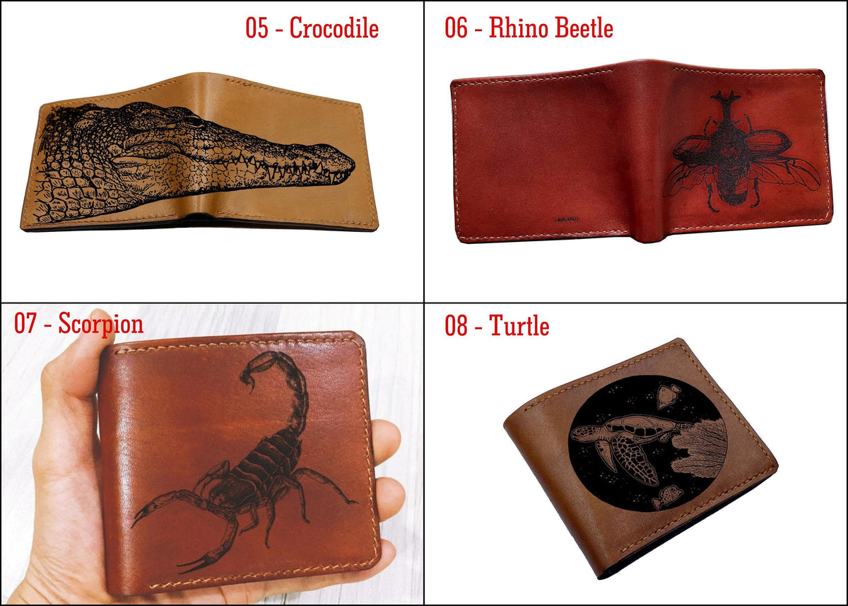 Personalized Leather Wallet: Japanese Beetle Engraved, Insect Gift