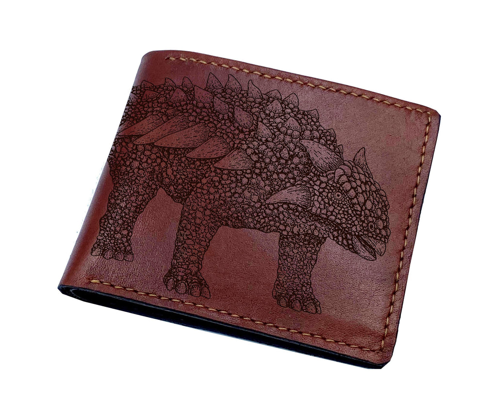 Engraved Ankylosaurus Leather Wallet: Jurassic Dinosaur Gift