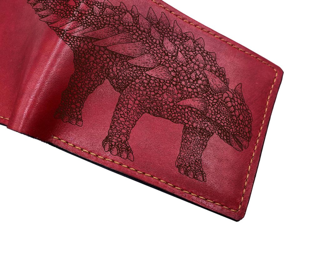 Engraved Ankylosaurus Leather Wallet: Jurassic Dinosaur Gift