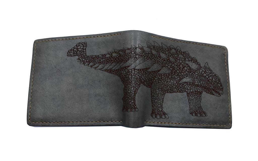 Engraved Ankylosaurus Leather Wallet: Jurassic Dinosaur Gift