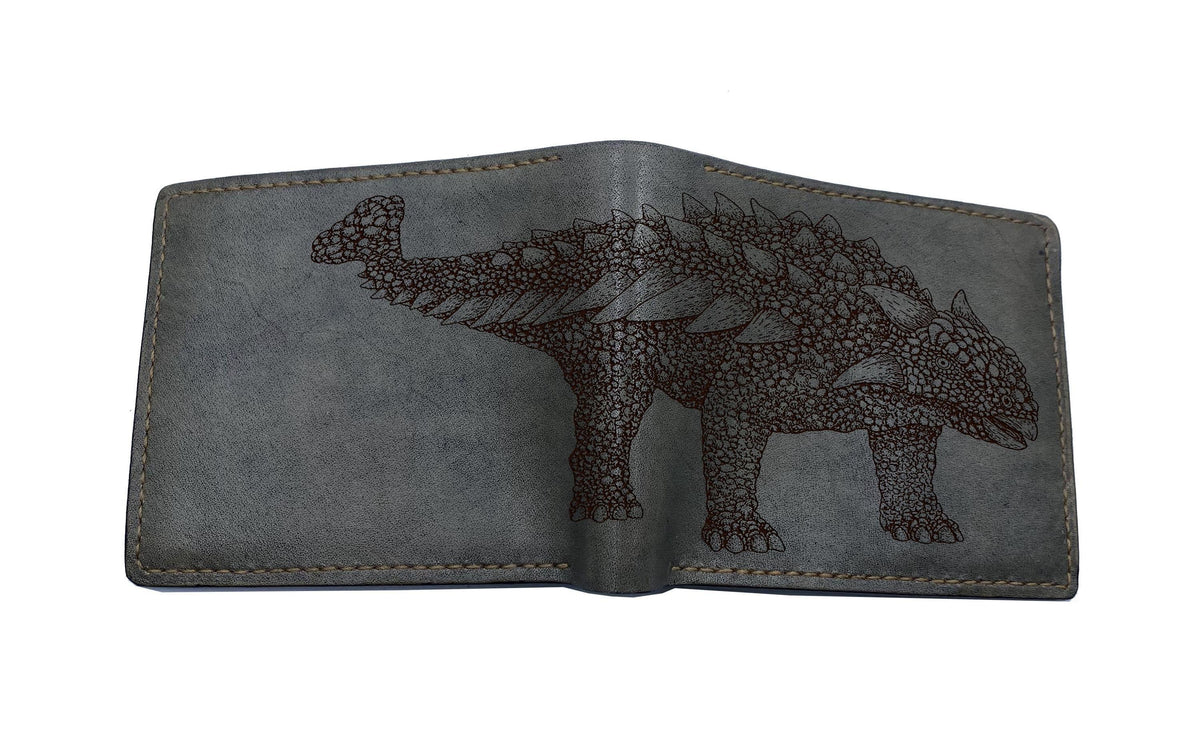 Engraved Ankylosaurus Leather Wallet: Jurassic Dinosaur Gift