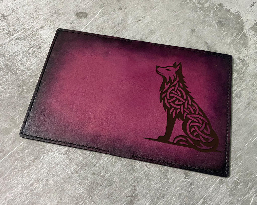Celtic Wolf Leather Wallet, Personalized Gift for Men