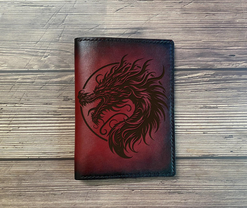 Dragon Leather Passport Wallet: Custom Engraved Travel Wallet