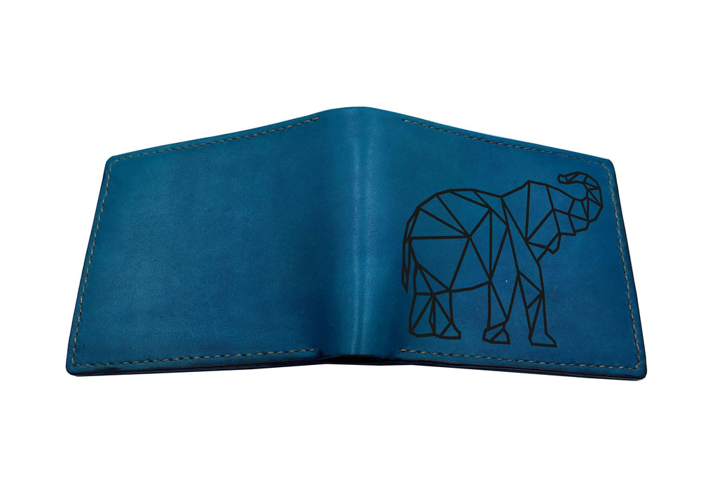 Personalized Leather Wallet: Low Polygon Bear Art, Handmade