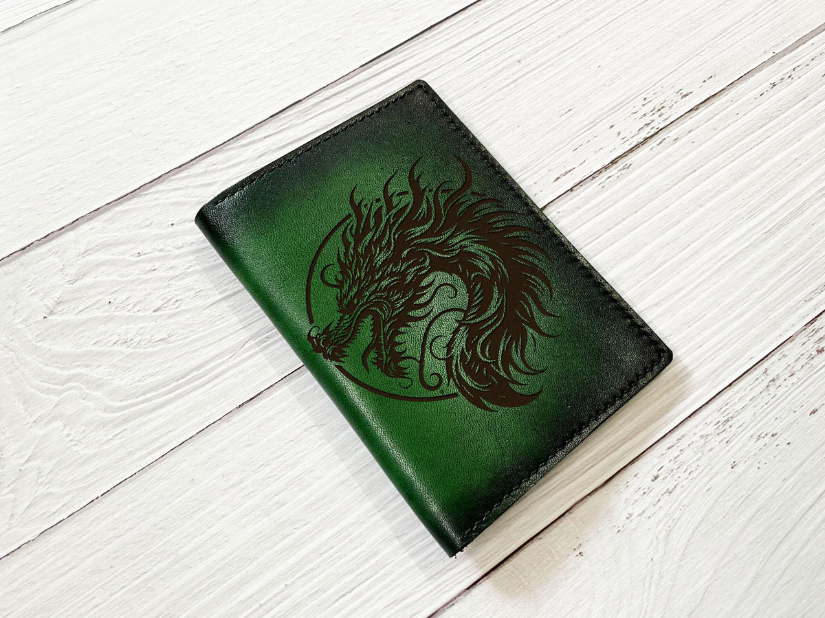 Dragon Leather Passport Wallet: Custom Engraved Travel Wallet