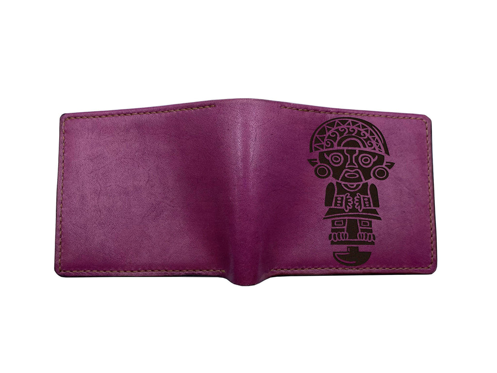 Handmade Leather Wallet: Inca Pagan Design, RFID Blocking