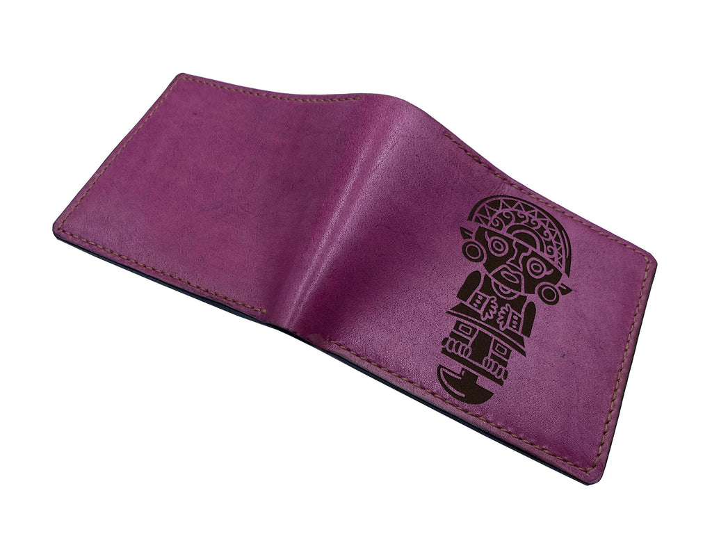 Handmade Leather Wallet: Inca Pagan Design, RFID Blocking