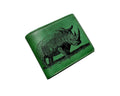 Handmade Leather Wallet, Rhino Engraved, Africa Animal Wallet