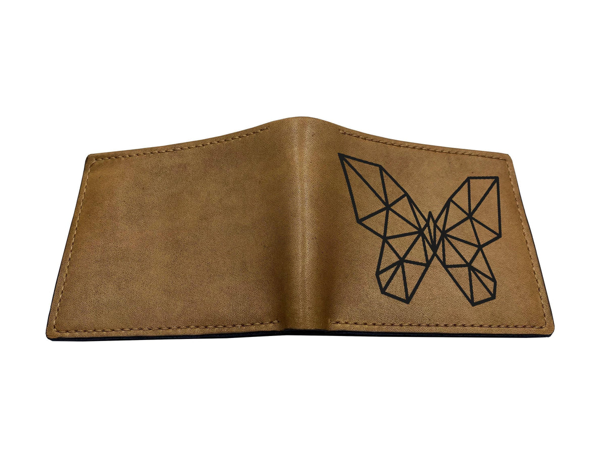 Handmade Leather Wallet: Dolphin Polygon Art, Ocean Animal Pattern