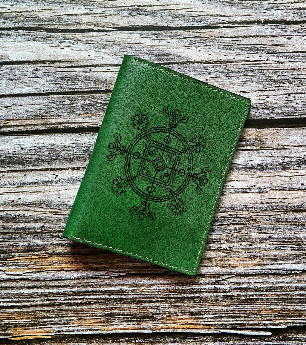 Vintage Compass Leather Passport Wallet: Personalized Travel Gift