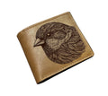 Handmade Leather Bird Art Wallet: Personalized Floral Design