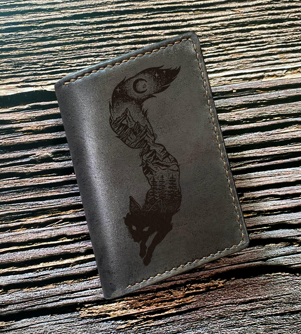 Handmade Leather Wallet for Men: Elephant Art, Safari Gift