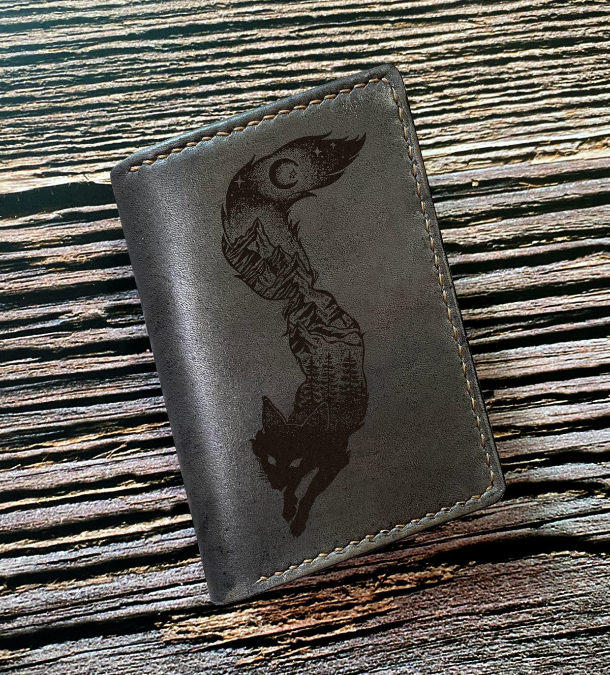 Handmade Leather Wallet for Men: Elephant Art, Safari Gift