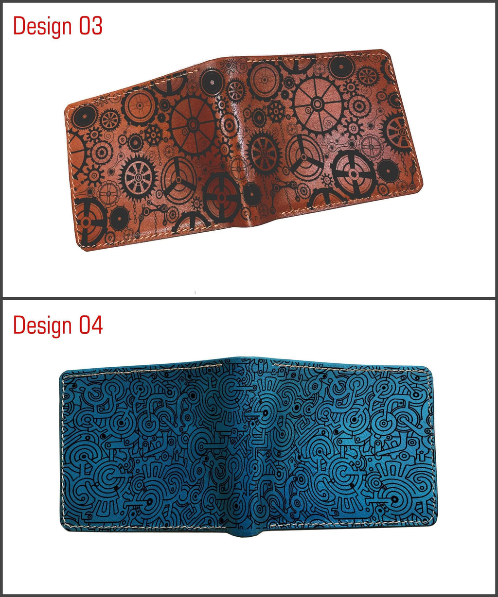 Handmade Leather Steampunk Wallet, Gears Engraving, Personalized Gift