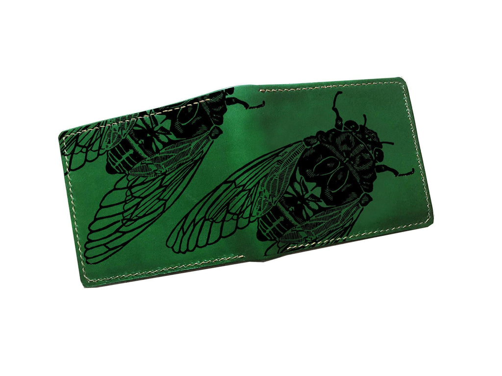 Handmade Leather Men's Wallet, Parrot Drawing Pattern, Bird Lover Gift