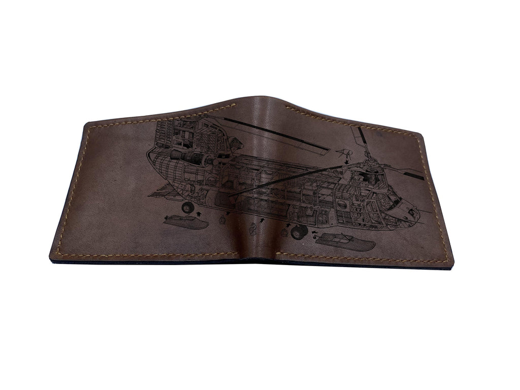 Handmade Leather Wallet, Military Aircraft Art, Personalized Gift