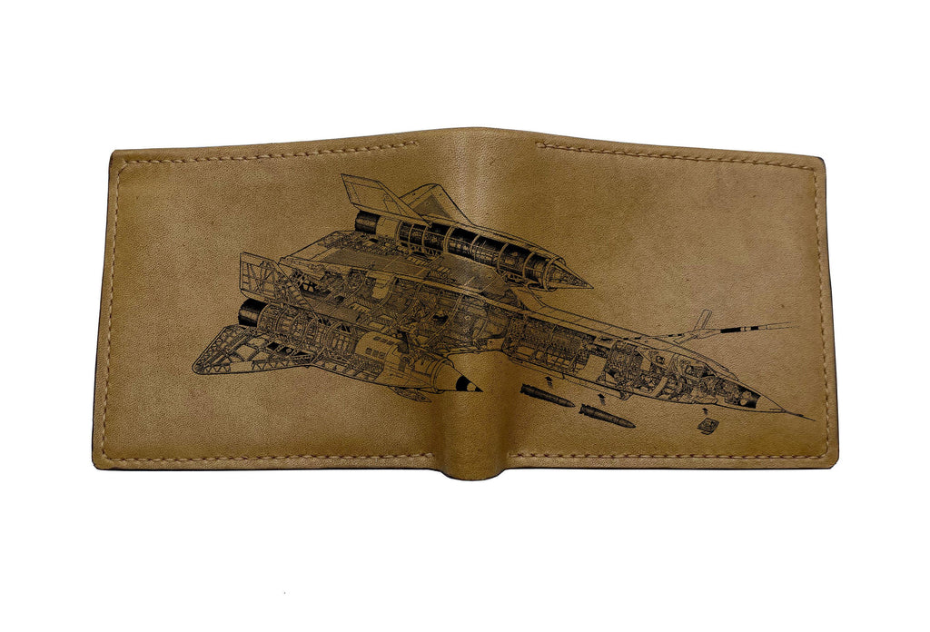 Handmade Leather Wallet, Military Aircraft Art, Personalized Gift