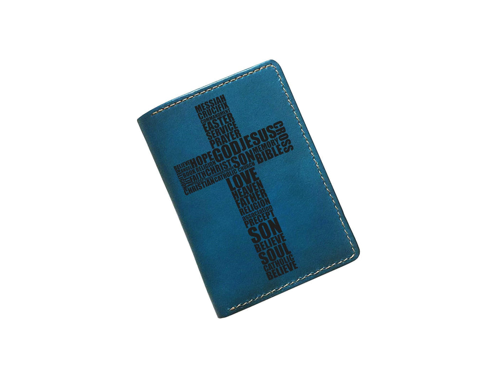Handmade Leather Wallet, Christian Cross Engraved, Gift for Dad