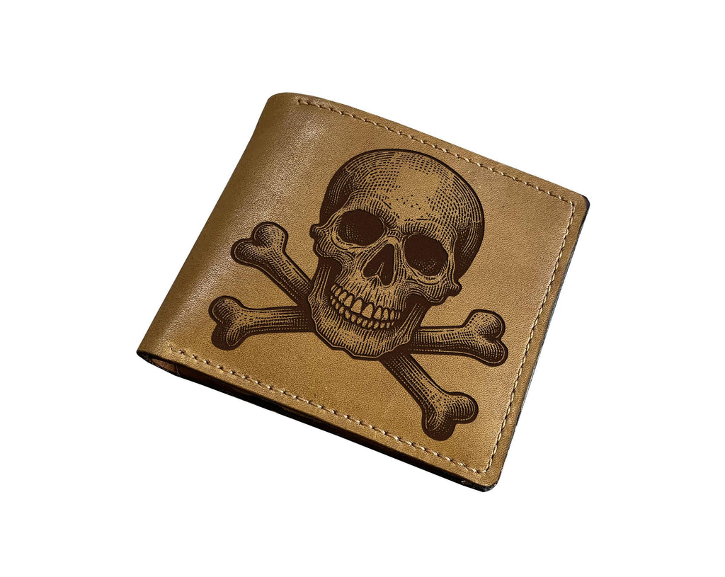 Handmade Leather Skull Wallet: Anatomy Bifold, Horror Gift