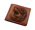 Engraved Shark Leather Wallet, Handmade Genuine Leather