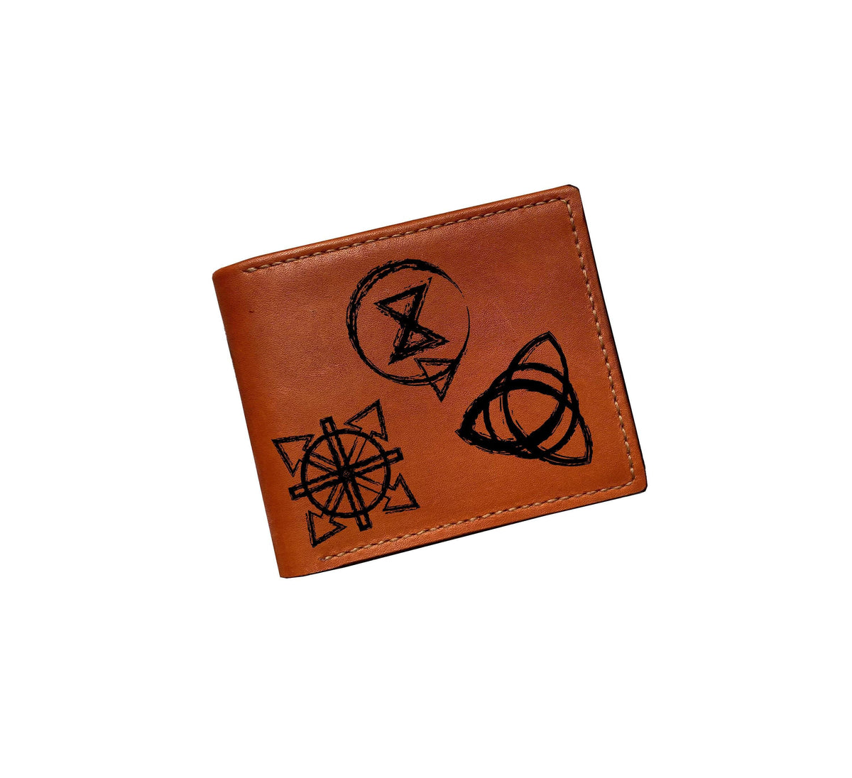 Handmade Leather Wallet, Celtic Viking Dragon Art, Personalized Gift